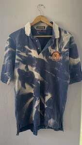 Harvard Square Bleach Dye Polo Shirt Hollywood Beach Road Trip M